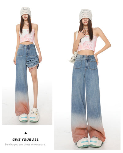 Pantalones Vaqueros Cintura Alta Pierna Ancha Degradado - Ajuste Holgado para Mujer - Image 19