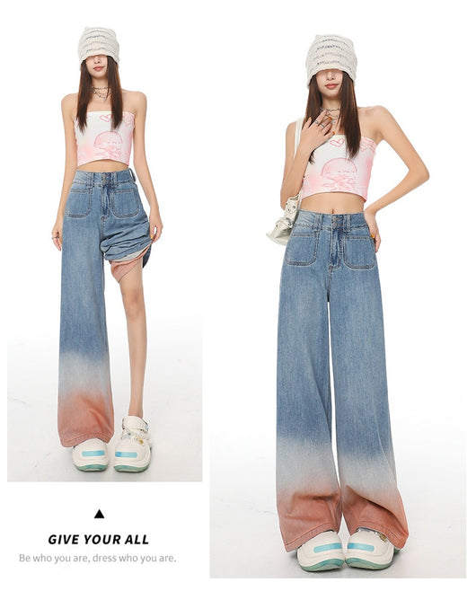 Pantalones Vaqueros Cintura Alta Pierna Ancha Degradado - Ajuste Holgado para Mujer - Image 19