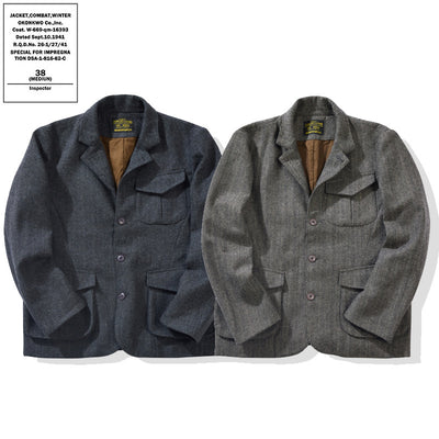 Chaqueta de Lana Gruesa Espiga Retro para Hombre
