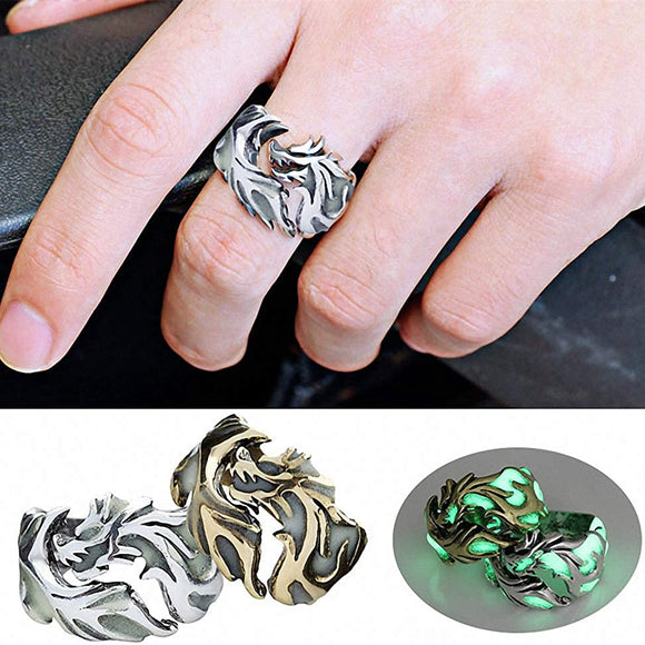 Anillo Luminoso Unisex Dragón Que Brilla en la Oscuridad - Hipoalergénico