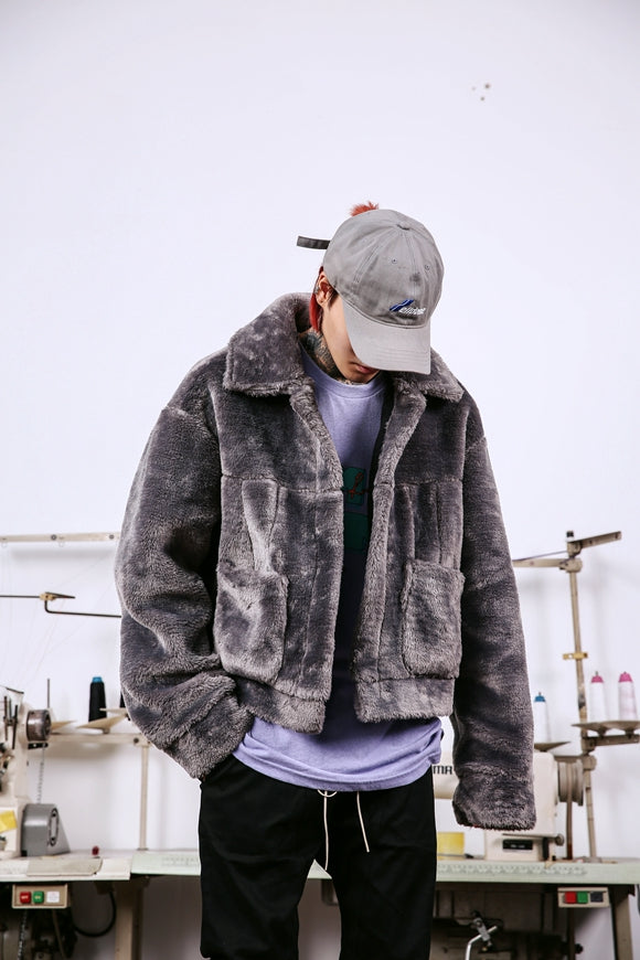 Chaqueta Plush Oversize Hip Hop 90s Retro - Unisex Parejas Otoño Invierno
