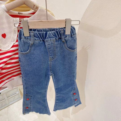 Conjunto Dos Piezas: Suéter Rayado y Pantalón Flare Denim Floral - Image 10