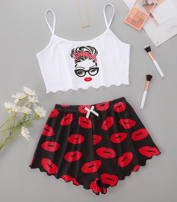 Short de Tirantes Estampado para Servicio del Hogar