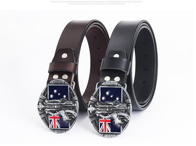 Cinturón de Cuero Genuino con Hebilla Bandera - Estilo Personalizado - Image 10