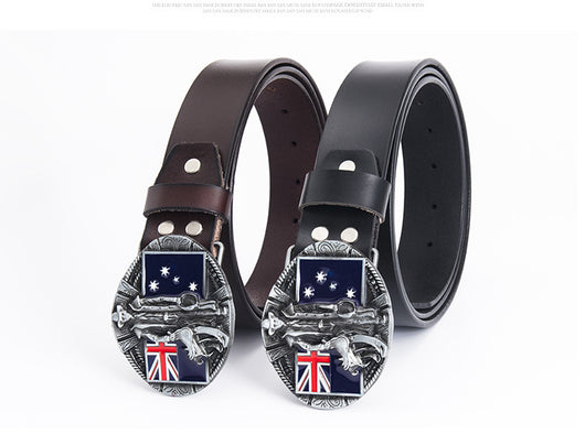 Cinturón de Cuero Genuino con Hebilla Bandera - Estilo Personalizado - Image 10