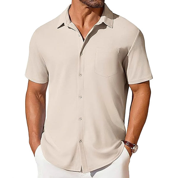 Camisa Casual de Manga Corta Resistente a Arrugas para Hombre