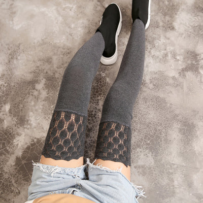 Medias Gruesas por la Rodilla con Encaje para Otoño e Invierno - Image 4