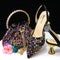 Bolso de Piedra Colorida con Zapatos de Tacón Medio y Punta Afilada para Mujer