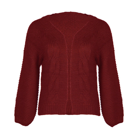 Cardigan Jacquard de Color Liso - Suéter Casual Holgado para Mujer - Image 5