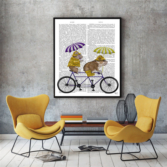 Cuadro de Lona Perro y Bicicleta - Arte Decorativo de Pared