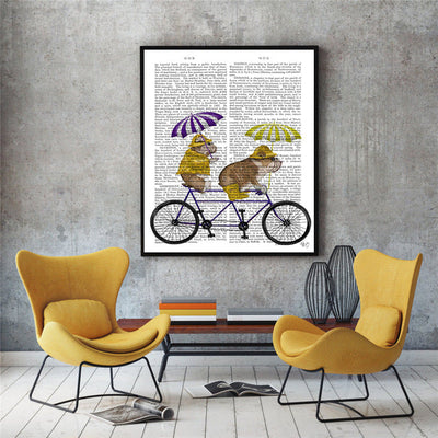 Cuadro de Lona Perro y Bicicleta - Arte Decorativo de Pared
