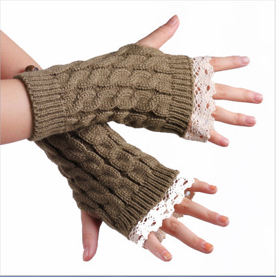 Guantes Tejidos Largos Calefactores con Encaje y Dedos Libres - Image 9