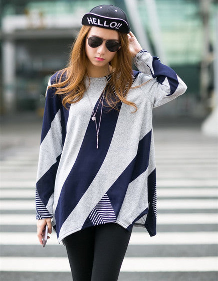 Chaqueta Larga Suelta con Patrón de Rayas - Diseño Moderno y Versátil - Image 2