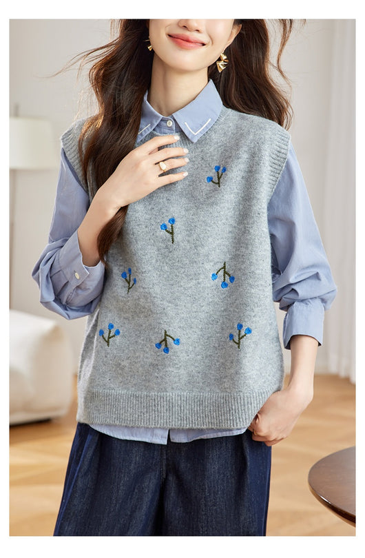 Chaleco Tejido Primavera Mujer Diseño V-Escote con Botones - Image 13