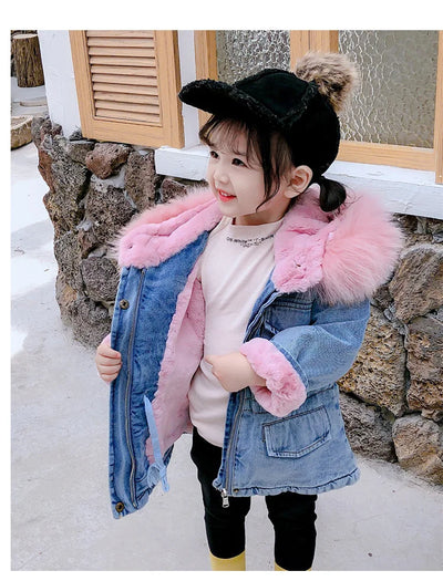 Chaqueta de Niña Denim con Forro de Terciopelo para Otoño e Invierno - Image 21