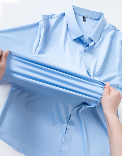 Camisa Manga Larga Sin Costuras Elástica Antiarrugas Efecto Hielo para Hombre - Image 5