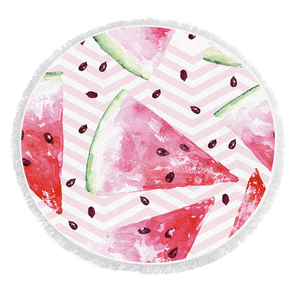 Toalla de Playa Redonda con Diseño de Frutas