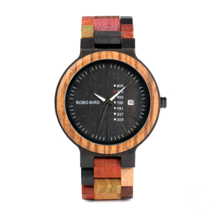Reloj de Madera Casual para Hombre con Calendario Semanal