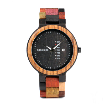 Reloj de Madera Casual para Hombre con Calendario Semanal