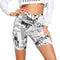 Leggings Cortos de Ciclismo con Estampado de Letras en Blanco y Negro