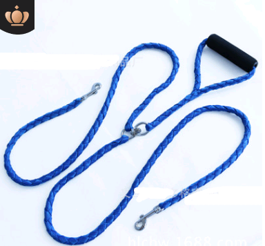 Cuerda de Tracción Doble para Dos Perros con Asas Tejidas a Mano - Image 3