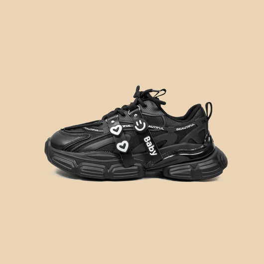 Zapatos Deportivos Plataforma para Mujer - Estilo Dad Shoes Negro