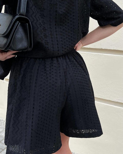 Blusa Corta con Cuello de Solapa y Detalles Calados para Mujer - Image 15