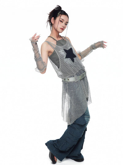 Vestido Tank Top Mesh Spicy Girl con Detalle de Estrella - Image 5