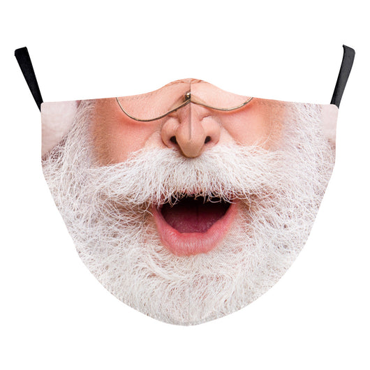 Christmas dust mask with a digital print of red, purple, and gold bokeh lights and white snowflakes, featuring ear hooks. - Image 5