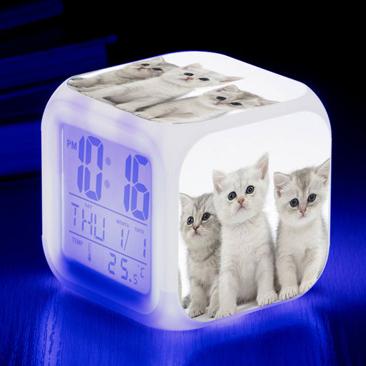 Reloj Despertador Cuadrado Multicolor para Gatos - Image 28