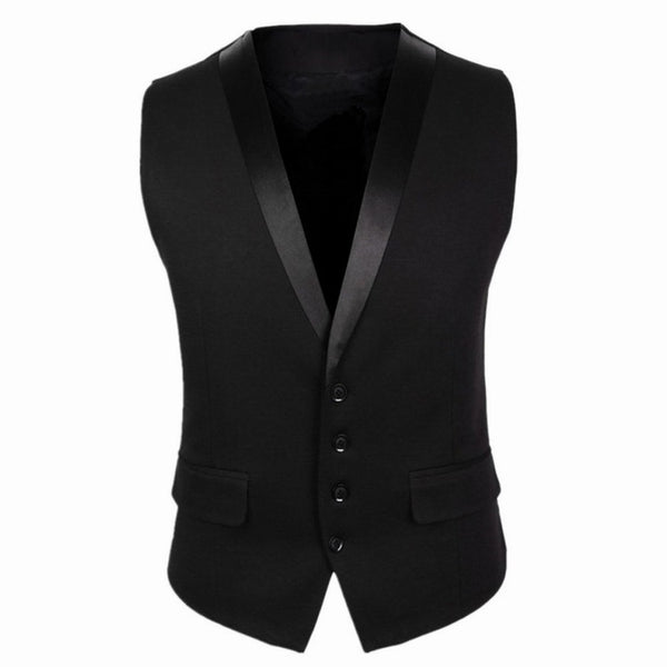 Chaleco de Traje Coreano Slim Fit Unicolor Abotonado