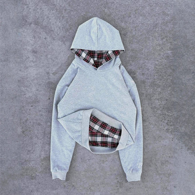 Suéter Retro Hip Hop Reversible con Cuadros Casuales