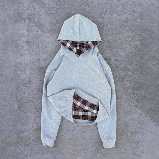 Suéter Retro Hip Hop Reversible con Cuadros Casuales