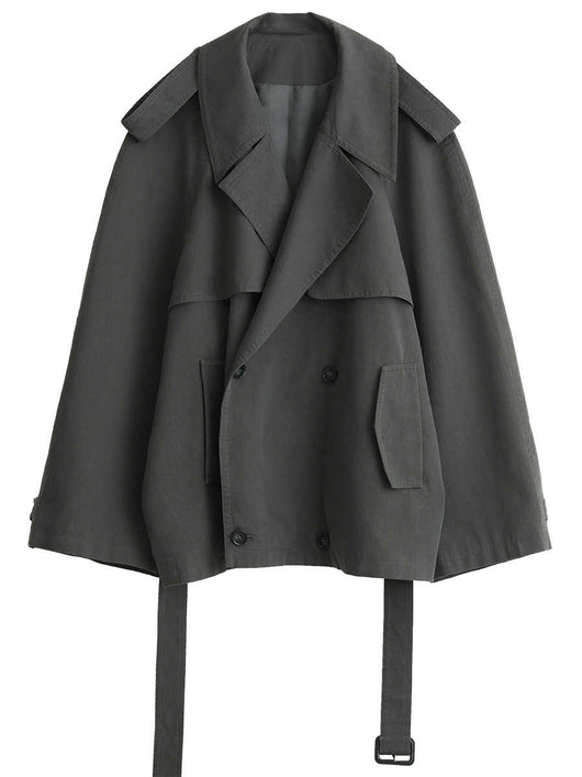 Abrigo Trench Oversize en Tencel con Doble Botonadura y Mangas Raglán - Image 4