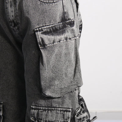 Pantalón Cargo Denim con Diseño de Cinta Decorativa y Bolsillos Múltiples - Image 15