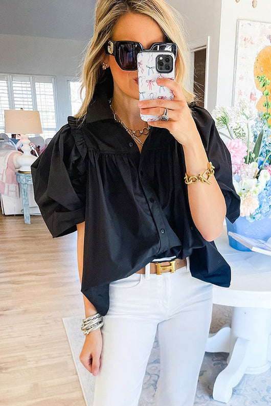 Camisa Suelta de Color Liso para Mujer con Botones Múltiples - Image 11