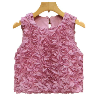 Blusa Suelta sin Mangas con Rosas Tridimensionales - Image 5