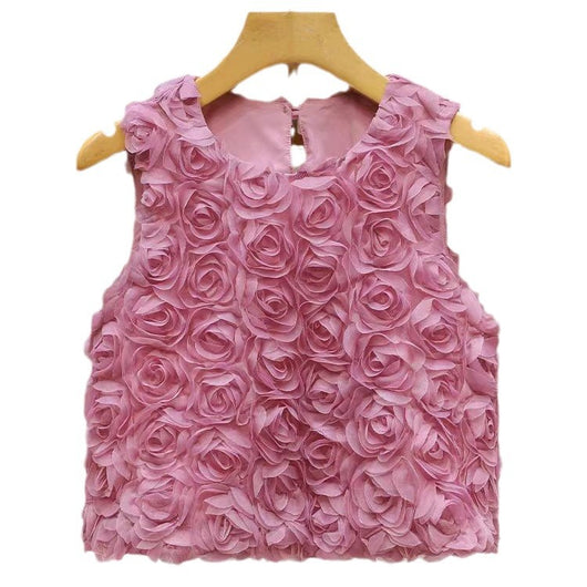 Blusa Suelta sin Mangas con Rosas Tridimensionales - Image 5