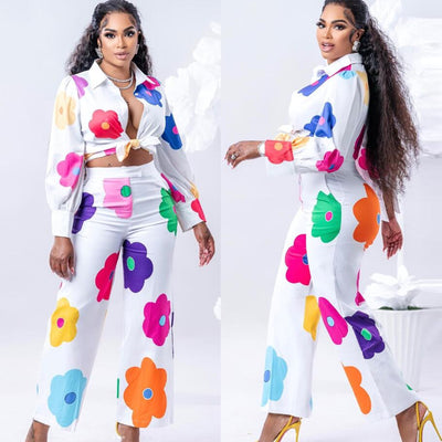 Conjunto de Dos Piezas Estampado para Mujer - Camisa y Pantalón - Image 2
