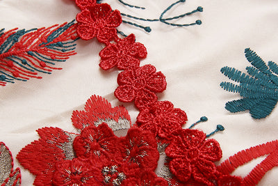Vestido Largo Floral Coreano con Encaje y Detalles en Espinas - Image 14