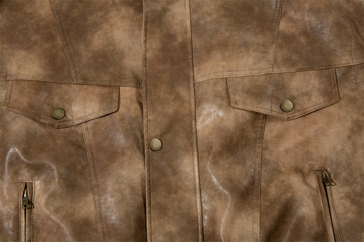 Abrigo de Cuero PU con Contraste de Colores para Hombre - Image 7