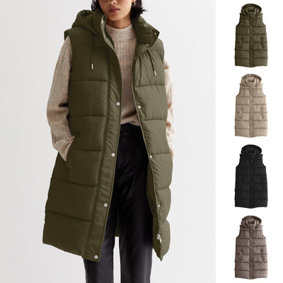 Chaleco Abrigo Mujer Capucha Solapa Única Colores Lisos - Image 27