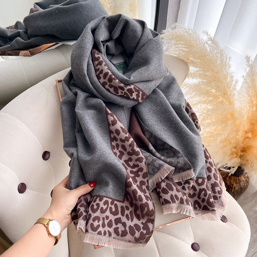 Bufanda Estampado Leopardo de Cachemira Artificial Elegante para Mujer - Image 24
