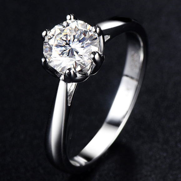 Anillo de Plata Esterlina con Diamante de 1 Quilate