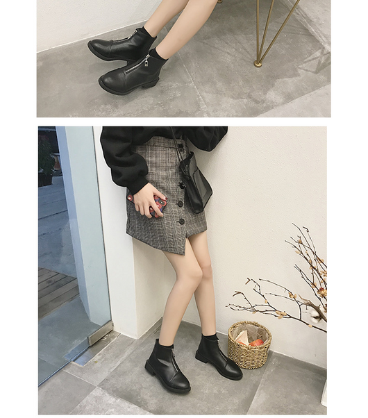 Botas Martin Blancas Mujer - Estilo Británico Coreano con Cierre Frontal - Image 3