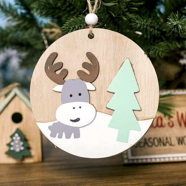 Adorno Navideño de Madera Pintada - Colgante Decorativo