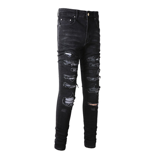 Jeans Slim Fit Elásticos Grises y Blancos para Hombre - Image 9