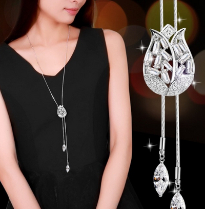 Collar Cadena de Suéter Copo de Nieve Cristal - Largo y Elegante - Image 13