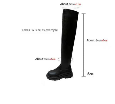 Botas Stretch Tacón Cuña Estilo Coreano - Caña Alta Ajustada - Image 5