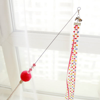 Caña de Juego Interactiva con Cintas Ondulantes y Lunares para Gatos - Image 8